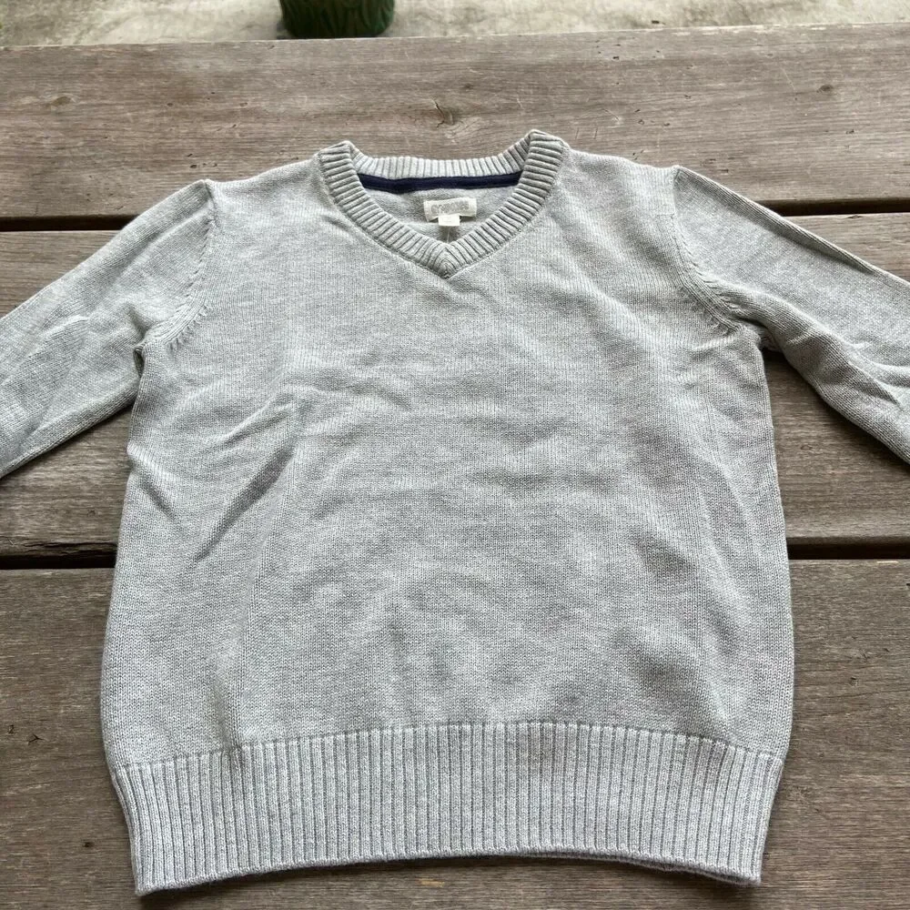 Gymboree Boys Sweater Size XS 4 Essentials Gray‎ V-Neck Long Sleeve Solid NEW
